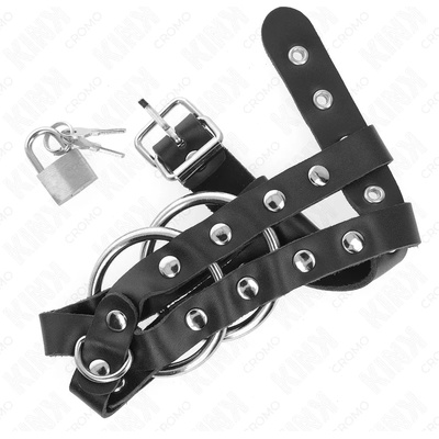 Регулируема пенис клетка с катинар, кожена - Penis Cage Lock (D-241266)
