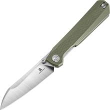 Bestechman Curvee AEB-L Stonewashed+Satin with Green G10 handle BMK20B