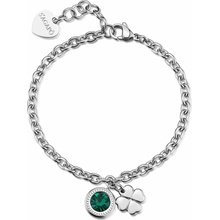 S'Agapõ Oceľový náramok s kryštálom Štvorlístok Lucky Light SKT59
