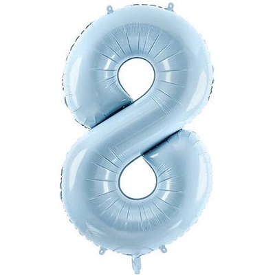 PartyDeco Balónek fóliový číslo 8 pastelově modrý 72cm