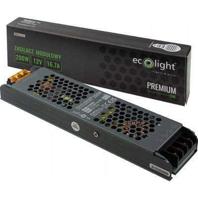 LED zdroj 200W 12V SLIM PREMIUM LINE ECOLIGHT TRANSFORMÁTOR PRO LED