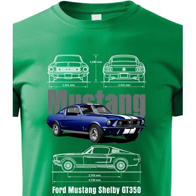 Dětské tričko Ford Mustang Shelby GT350 Zelená Canvas tričko Bezvatriko.cz 2310