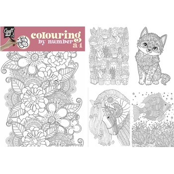 Malování podle čísel A4 5 listů a 5 oboustranných pastelek