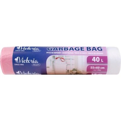 Victoria Торби за отпадъци, 40 л, 15 бр. , 55x60 см, с уплътнителна лента, VICTORIA FACILITY