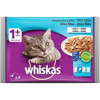 Whiskas ПАУЧ РИБНИ ЯСТИЯ 4x85гр