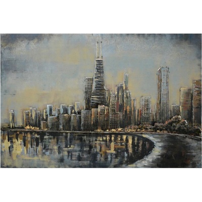 Nástěnný kovový obraz Skyline – 120x4x80 cm
