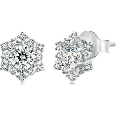 Grace Silver Jewellery stříbrné náušnice Sněhová vločka zirkon E-BSE936/185 stříbrná
