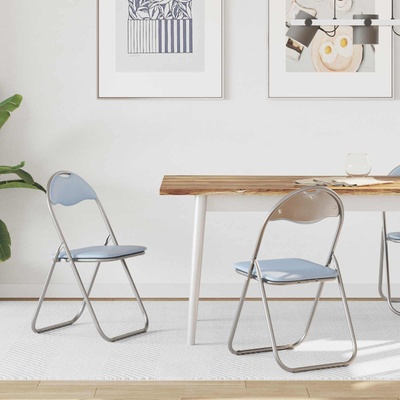 vidaXL Сгъваем стол 2 pcs Сив 48 x 43, 5 x 81 см Изкуствена (42029046)