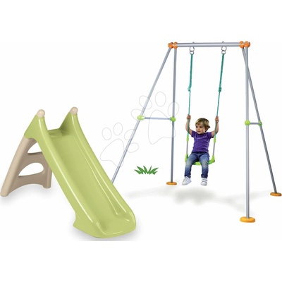 Smoby Set šmykľavka s vodnou hrou a hojdačka s kovovou konštrukciou XS Slide Life dĺžka šmyku 90 cm