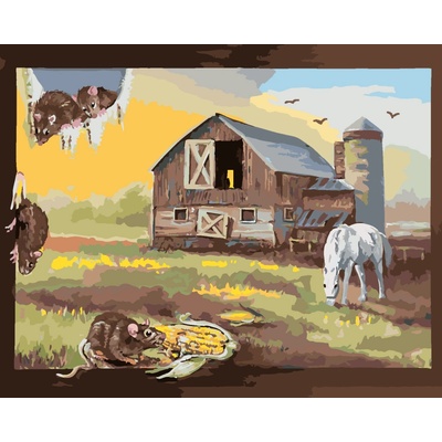 ZUTY Malování podle čísel KRYSA V OBRAZU FARMY A KONĚ D RUSTY RUST Rozměr 40 x 50 cm Rámování vypnuté plátno na rám