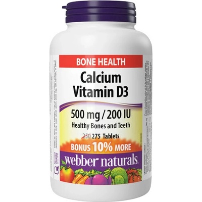 Webber Naturals Vápnik + Vitamín D3 500 mg 200 IU 275 tabliet