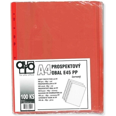 Auro Office E45 - eurofolie A4, 45 µm, PP, červené, hladké - 100 ks