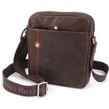 Beverly Hills Polo Club taška crossbody kožená BHPC Explore M + 3 L hnedá