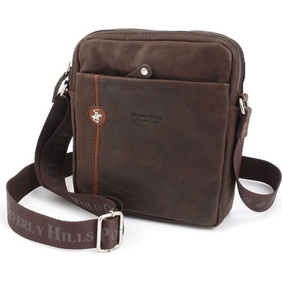 Beverly Hills Polo Club taška crossbody kožená BHPC Explore M + 3 L hnedá