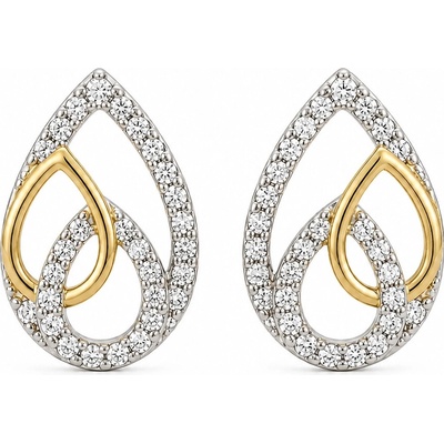 Šperky Eshop - Briliantové náušnice 14K z kombinovaného zlata s trojitou slzou S6BT600.30