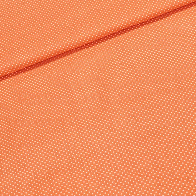 TextilCentrum.cz Bavlněné plátno POLO bílý puntík na oranžové, š.140cm (látka v metráži)