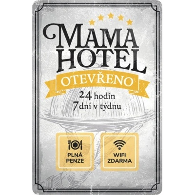 Plechová cedule Mama hotel 20x30 cm