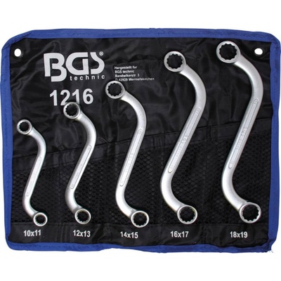 BGS technic Súprava dvojitých očkových kľúčov typ S, 10x11 – 18x19 mm 5 ks BGS 1216