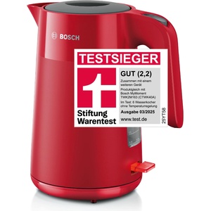 Bosch cordless kettle MyMoment TWK2M164, automatic shut-off, overheating protection, cup indicator, removable limescale filter, dry boil protection, steam stop automatic, 1.7 L, 2400 W, matte red (TWK2M164) Електрически кани