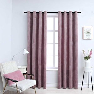 Pure Line Home Кадифени завеси в цвят пепел от рози с метални халки, 2 бр. , 140 x 245 см