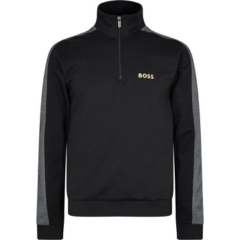 HUGO BOSS Men's Quarter Zip Fleece - Black/Gold 001