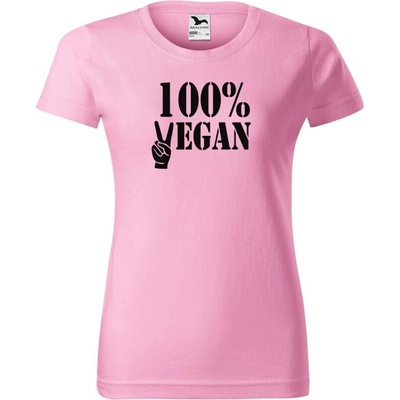 DOBRÝ TRIKO Dámské tričko 100% VEGAN černý potisk Růžová