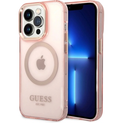 GUESS Калъф GUESS, Translucent MagSafe Compatible за iPhone 14 Pro Max, GUHMP14XHTCMP, Розов (GUHMP14XHTCMP)