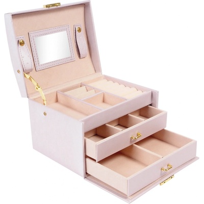 ISO 6400 šperkovnice se zrcadlem na klíč růžová – Zbozi.Blesk.cz