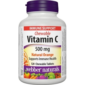 Webber Naturals Chewable Vitamin C Natural Orange - Витамин С 500 mg, 120 дъвчащи таблетки с вкус на портокал Webber Naturals (3588 WN)