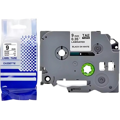 Compatible Съвместима лента Brother TZe - 221 / TZ - 221 - 9mm x 8m - черен печат / бял фон KP36503 (TZ-221)