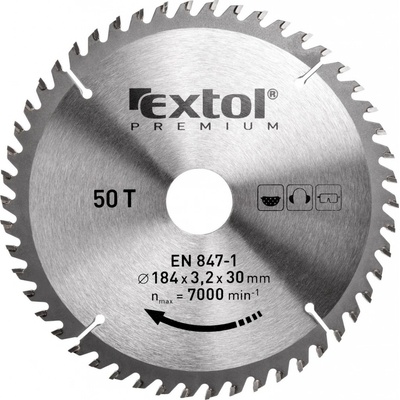 EXTOL PREMIUM pilový kotouč s SK plátky, 210x2,6x25,4mm, 48T, šířka SK plátků 3,2mm