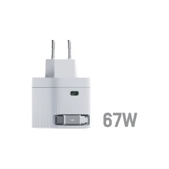 Hikvision Зарядно устройство HikVision GaN Fast Charger 2C 67W, USB-C retractable cable & USB C Port, Universal Compatibility (phones, tab (HS-HUB-GAN67)