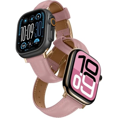 Amazingthing Кожена каишка AmazingThing Class за Apple Watch 45 / 46 / 49 mm - розов (TGL49RG)