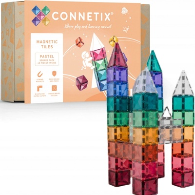Connetix Pastel Square Pack 40 ks