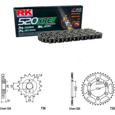 RK Racing Chain Řetězová sada Ducati 800 Monster i.e./Dark 03-04
