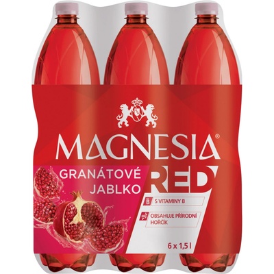 Magnesia Red Granátové jablko jemně perlivá ochucená minerální voda 6 x 1,5 l