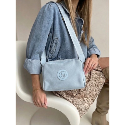 Laura Biaggi Modrá semišová crossbody