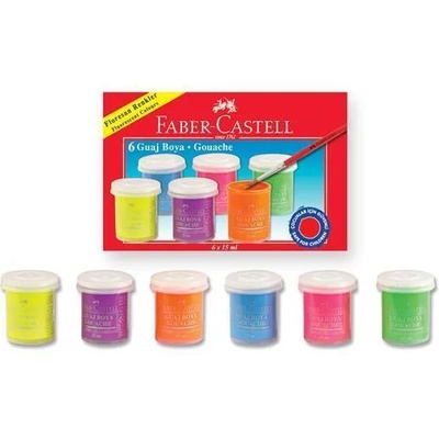 Faber-Castell Темперни бои FABER CASTELL Fluo 6 цвята, 15 мл