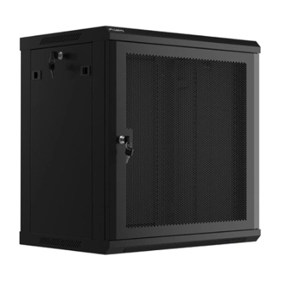 Lanberg rack cabinet 19" wall-mount 12U/600x450 with perforated door black (flat pack) (WF01-6412-23B)