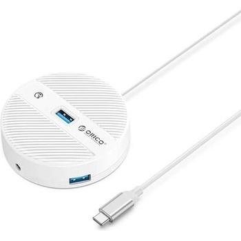 ORICO USB хъб Orico YS4-C3 с 4 порта, USB-C към 3x USB 3.0, Audio/Mic, бял (YS4-C3-03-WH-BP)