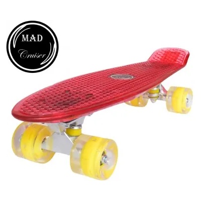 Sportmann червен скейтборд Penny Mad Cruiser Full LED с лагери ABEC 7