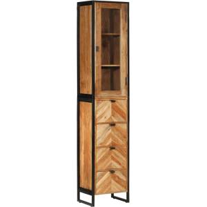 vidaXL Шкаф за баня 40x27x190 см желязо и масивно дърво акация (3217118)