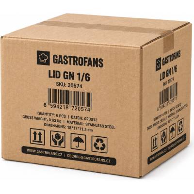 Gastrofans Výhodný multipack 6x Víko pro GN 1/6, nerezové