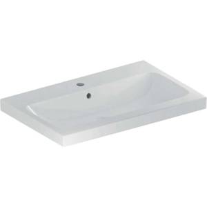 Geberit iCon - Умивалник 75x48x16 cm, с преливник, с отвор, KeraTect, бял 501.835. 00.2 (501.835.00.2)