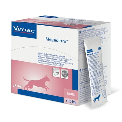 Virbac Megaderm 28x8 ml хранителна добавка за кучета с тегло 10-30 кг с кожни проблеми