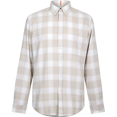 HUGO BOSS Men's Check Shirt Eye-Catching Print - Light Beige