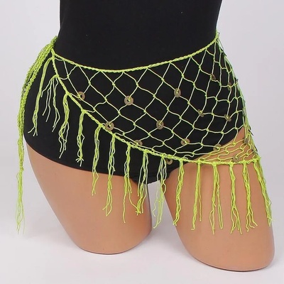 Мрежест денс шал в зелено с метални пайети