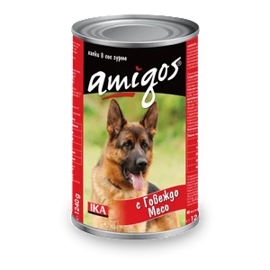 Amigos Beef Adult Dog - Консерва за израснали кучета с говеждо 1240 гр