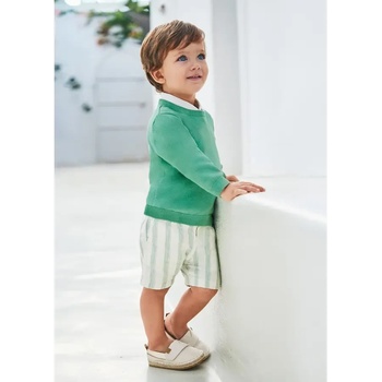 Image 1 of MAYORAL Комплект бермуди лен бледо зелено с официална риза в мръсно бяло за бебе момче Mayoral