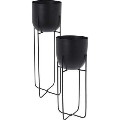 H&S Decoration KOVOVÝ kvetináč SO STOJANOM DONI 59 x 19,5 cm + 43 x 16,5 cm ČIERNA
